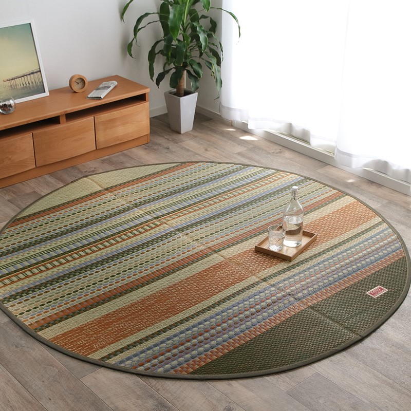 国産 い草ラグ カーペット 円形 DXラルフ D.STYLE イケヒコ×カイハラデニム